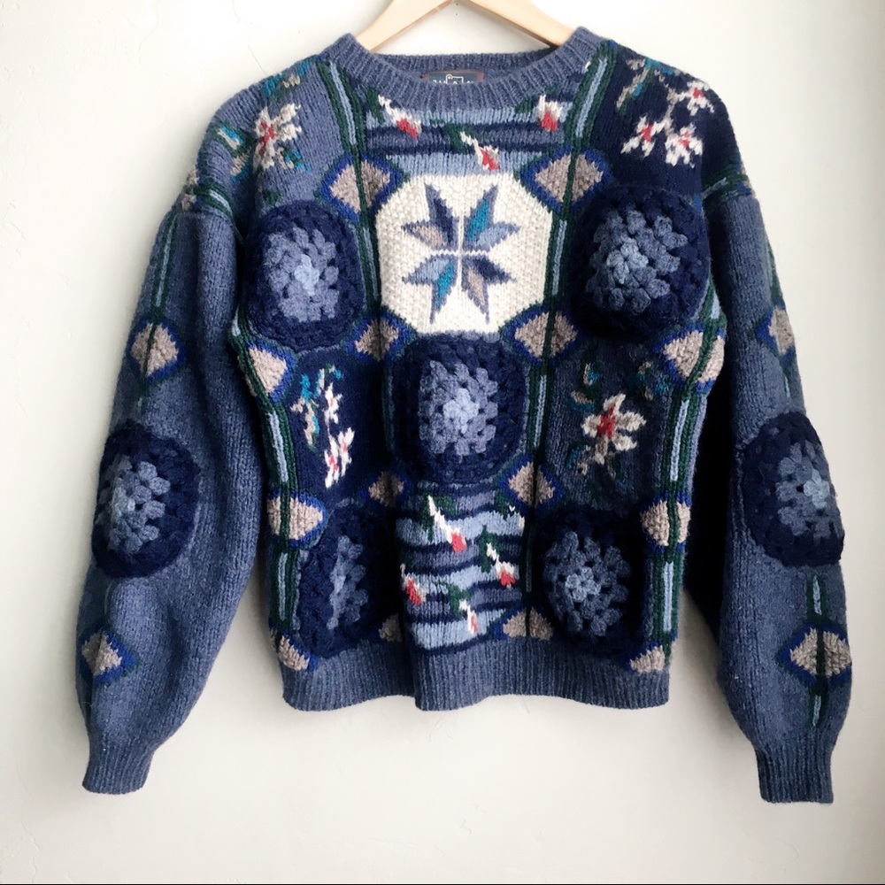 RARE Vintage Wool Woolrich Knit & Crochet Sweater